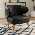 Black Leather Effect Accent Chair with Wingback Design