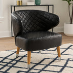 Black Leather Effect Accent Chair with Wingback Design