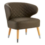 Brown Leather Effect Accent Chair with Wingback Design