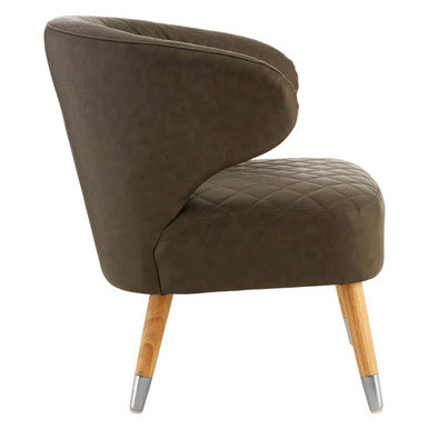 Brown Leather Effect Accent Chair with Wingback Design