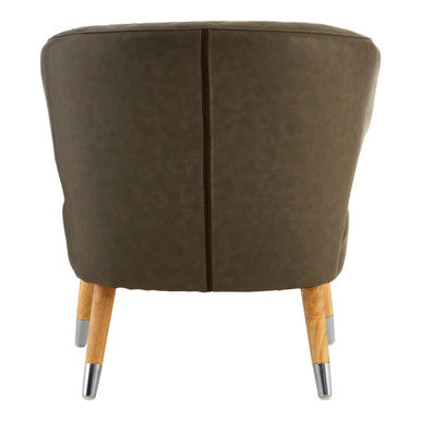 Brown Leather Effect Accent Chair with Wingback Design