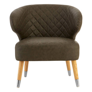 Brown Leather Effect Accent Chair with Wingback Design