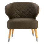 Brown Leather Effect Accent Chair with Wingback Design