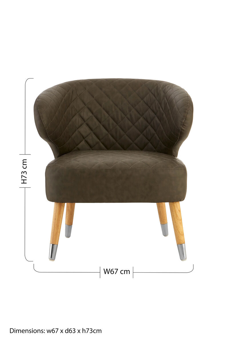 Brown Leather Effect Accent Chair with Wingback Design