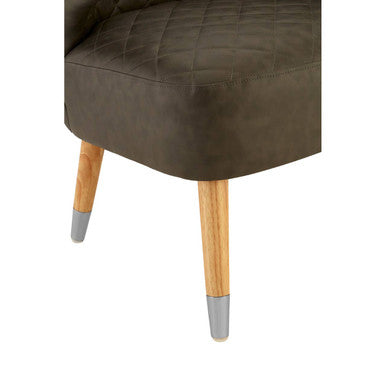 Brown Leather Effect Accent Chair with Wingback Design