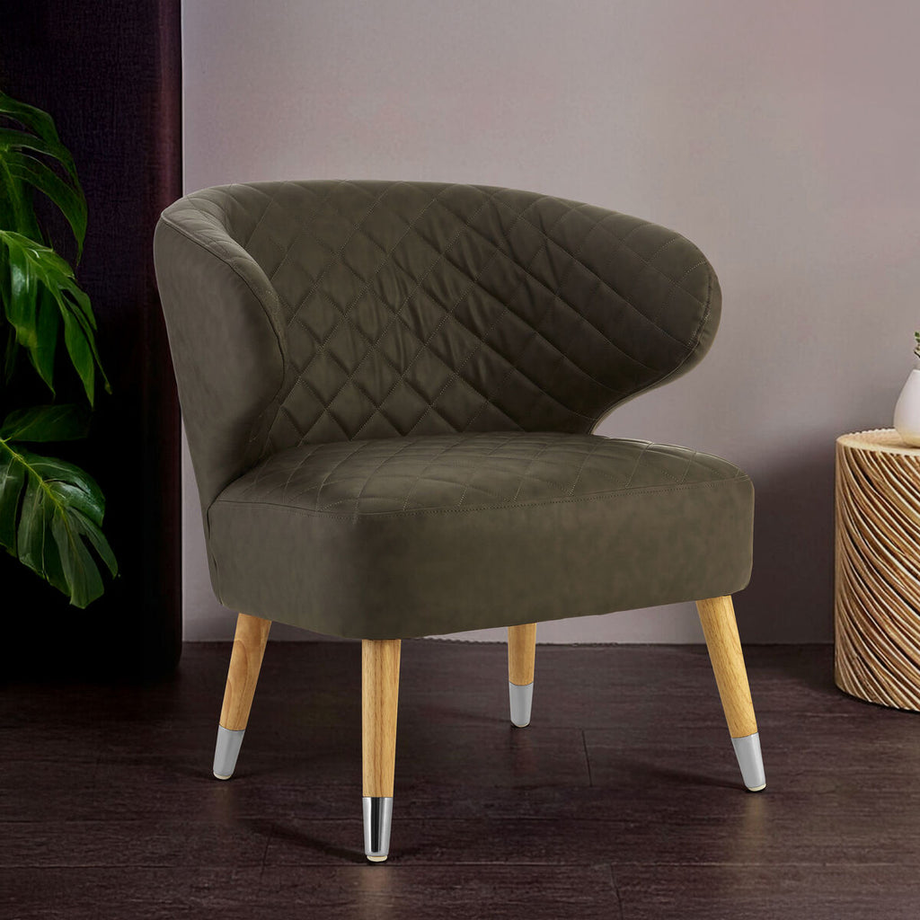 Brown Leather Effect Accent Chair with Wingback Design