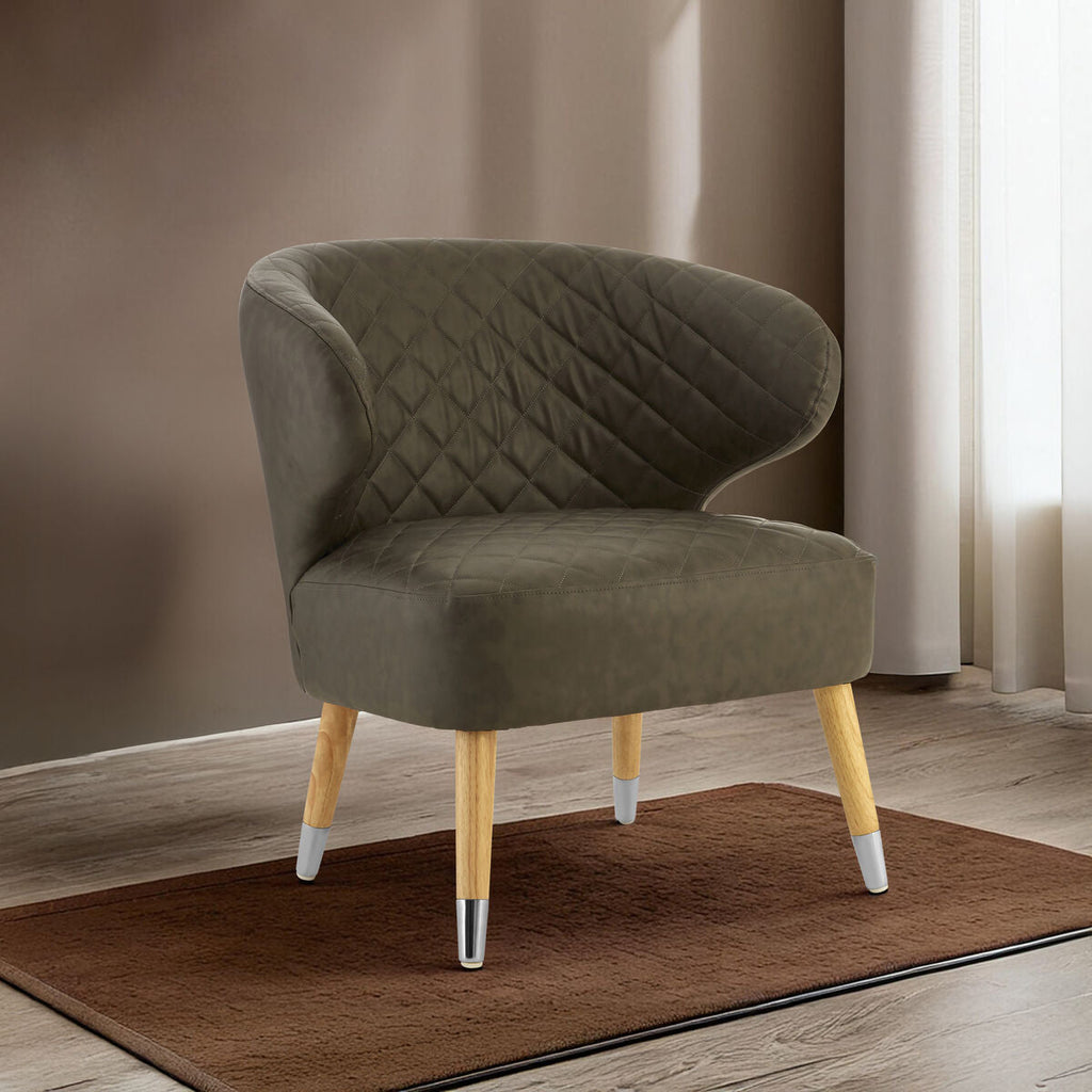 Brown Leather Effect Accent Chair with Wingback Design