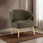 Brown Leather Effect Accent Chair with Wingback Design