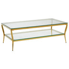 Clear Glass 2 Tier Coffee Table with Gold Finish Frame