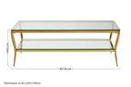 Clear Glass 2 Tier Coffee Table with Gold Finish Frame