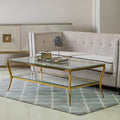 Clear Glass 2 Tier Coffee Table with Gold Finish Frame