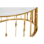White Glass Round Coffee Table with Gold Finish Frame