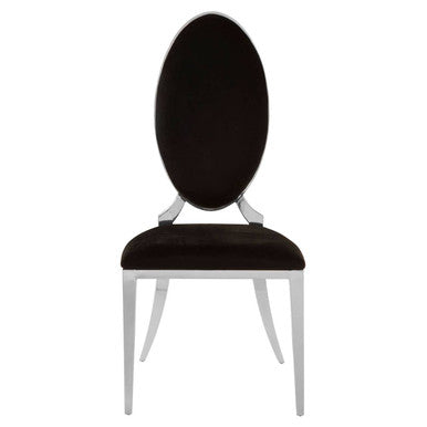 Black Velvet Dining Chair with Silver Frame