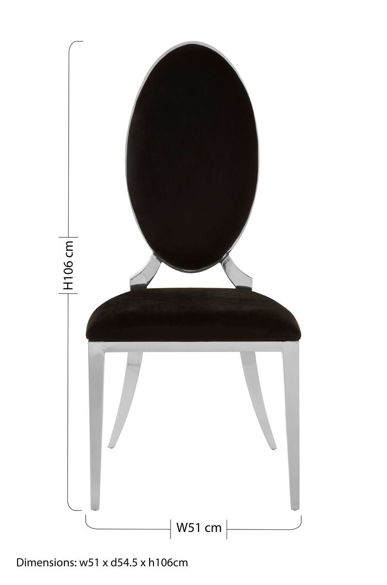 Black Velvet Dining Chair with Silver Frame
