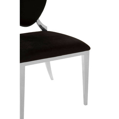 Black Velvet Dining Chair with Silver Frame