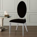 Black Velvet Dining Chair with Silver Frame