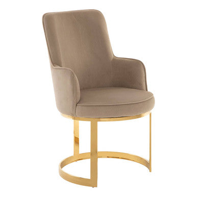 Beige Velvet Dining Chair