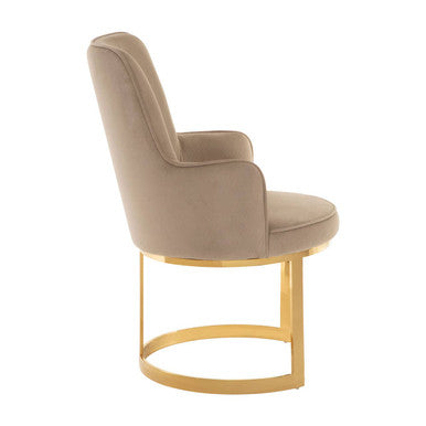 Beige Velvet Dining Chair