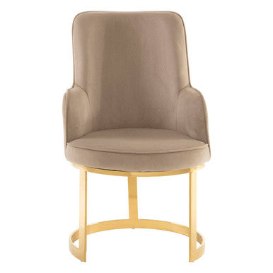 Beige Velvet Dining Chair