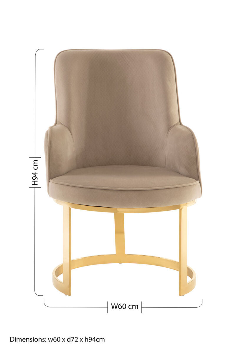 Beige Velvet Dining Chair