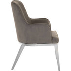 Grey Velvet Dining Chair with Silver Finish Legs