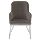 Grey Velvet Dining Chair with Silver Finish Legs