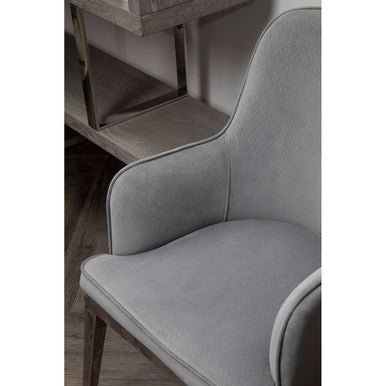 Grey Velvet Dining Chair with Silver Finish Legs