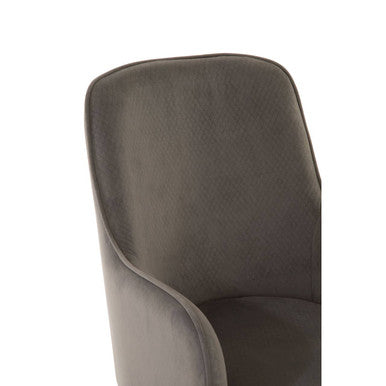 Grey Velvet Dining Chair with Silver Finish Legs