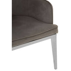 Grey Velvet Dining Chair with Silver Finish Legs