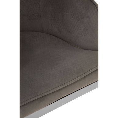 Grey Velvet Dining Chair with Silver Finish Legs