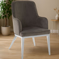 Grey Velvet Dining Chair with Silver Finish Legs