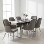 Grey Velvet Dining Chair with Silver Finish Legs