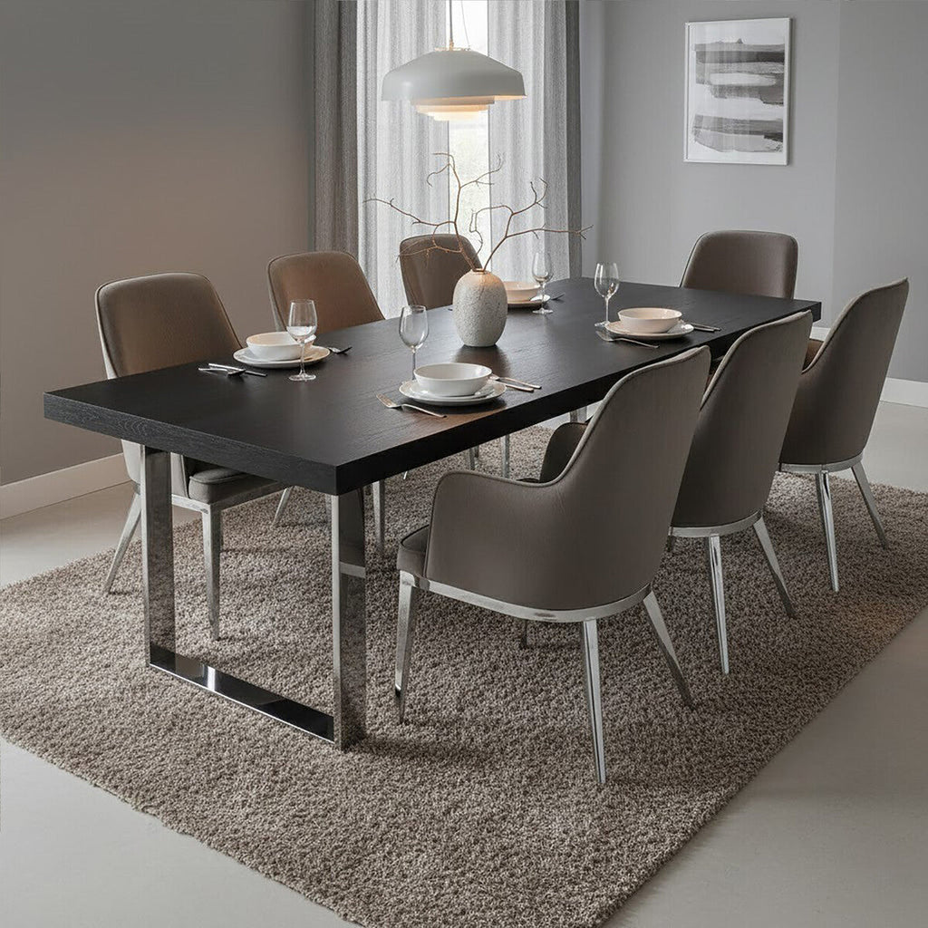 Grey Velvet Dining Chair with Silver Finish Legs