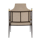 White Linen High Back Chair with Black Metal Frame