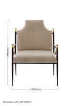 White Linen High Back Chair with Black Metal Frame