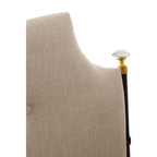 White Linen High Back Chair with Black Metal Frame