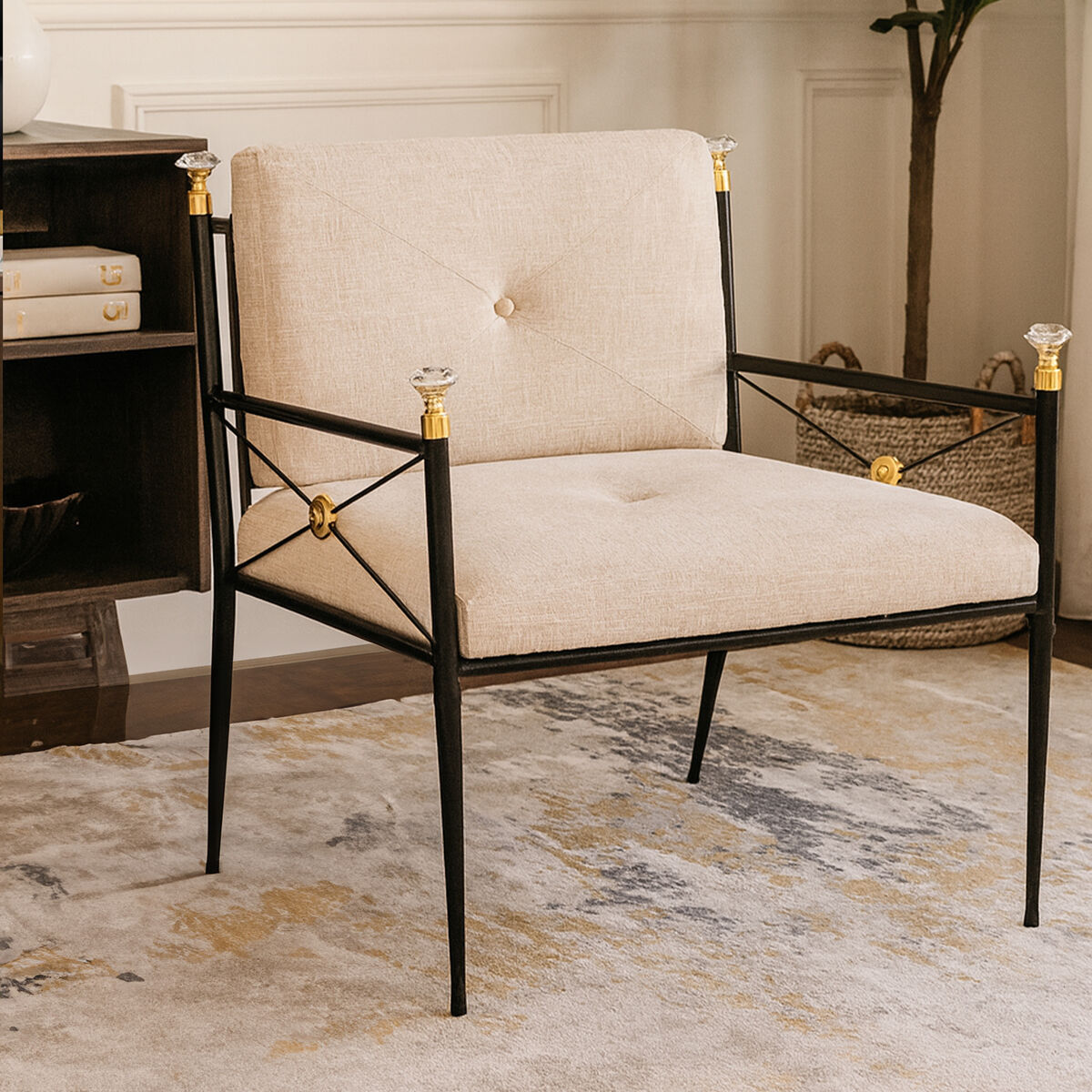 White Linen Lounge Chair