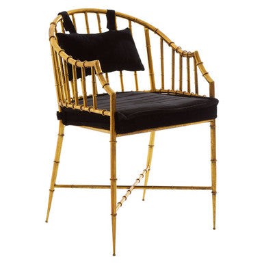 Gold Velvet Armchair with Metal Frame