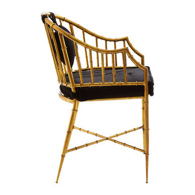 Gold Velvet Armchair with Metal Frame