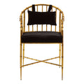Gold Velvet Armchair with Metal Frame