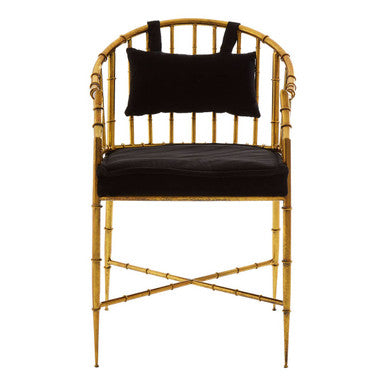 Gold Velvet Armchair with Metal Frame