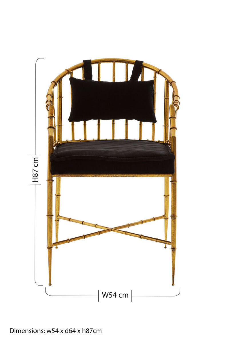 Gold Velvet Armchair with Metal Frame