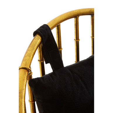 Gold Velvet Armchair with Metal Frame