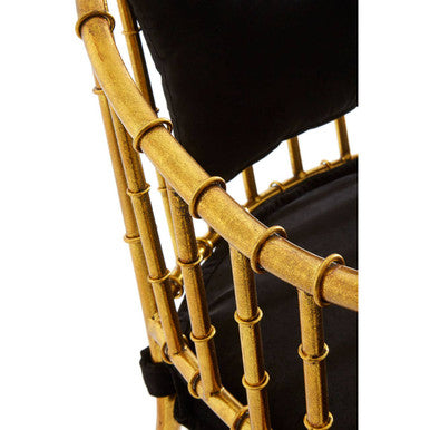 Gold Velvet Armchair with Metal Frame