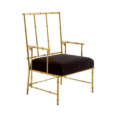 Black and Gold Velvet Accent Chair with Metal Frame