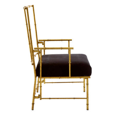 Black and Gold Velvet Accent Chair with Metal Frame