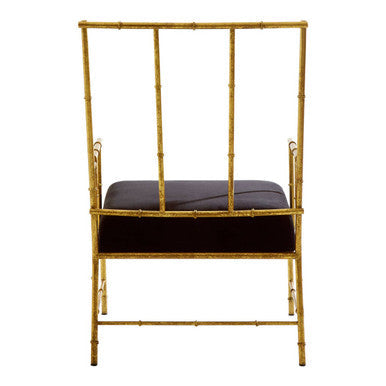 Black and Gold Velvet Accent Chair with Metal Frame
