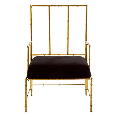 Black and Gold Velvet Accent Chair with Metal Frame