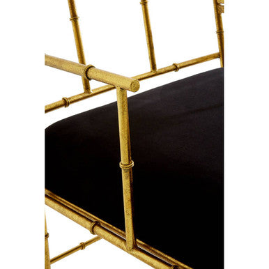 Black and Gold Velvet Accent Chair with Metal Frame