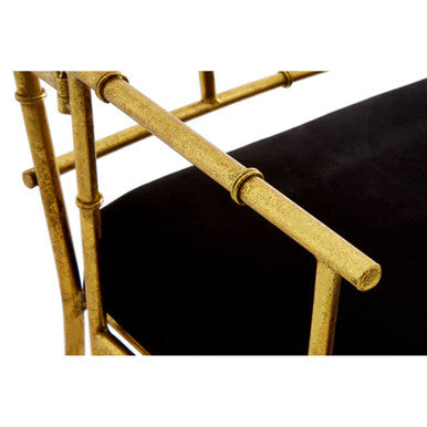 Black and Gold Velvet Accent Chair with Metal Frame